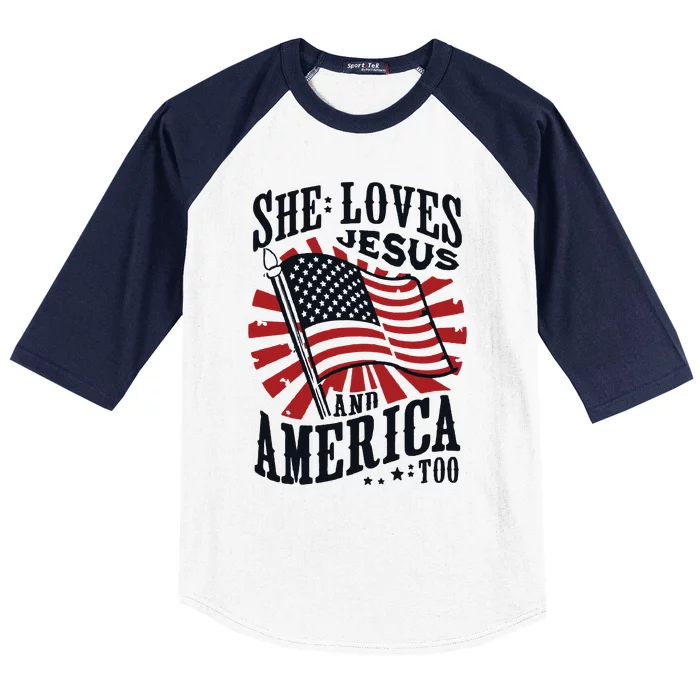 She Loves Jesus And America Too Baseball Sleeve Shirt