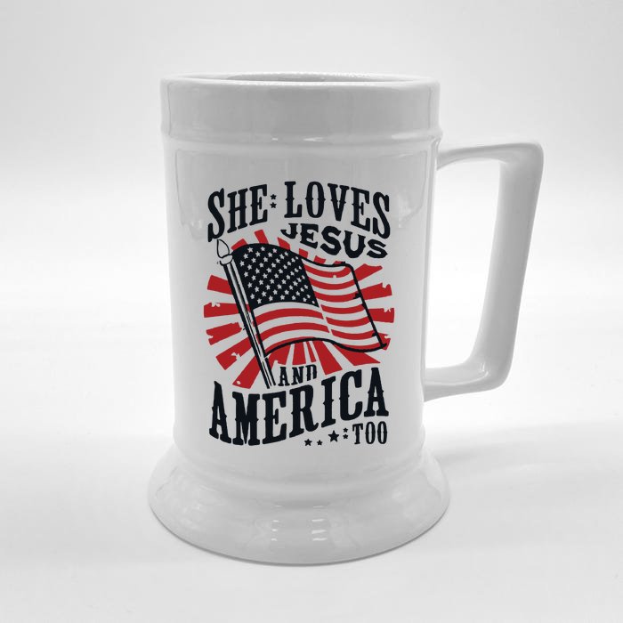 She Loves Jesus And America Too Front & Back Beer Stein