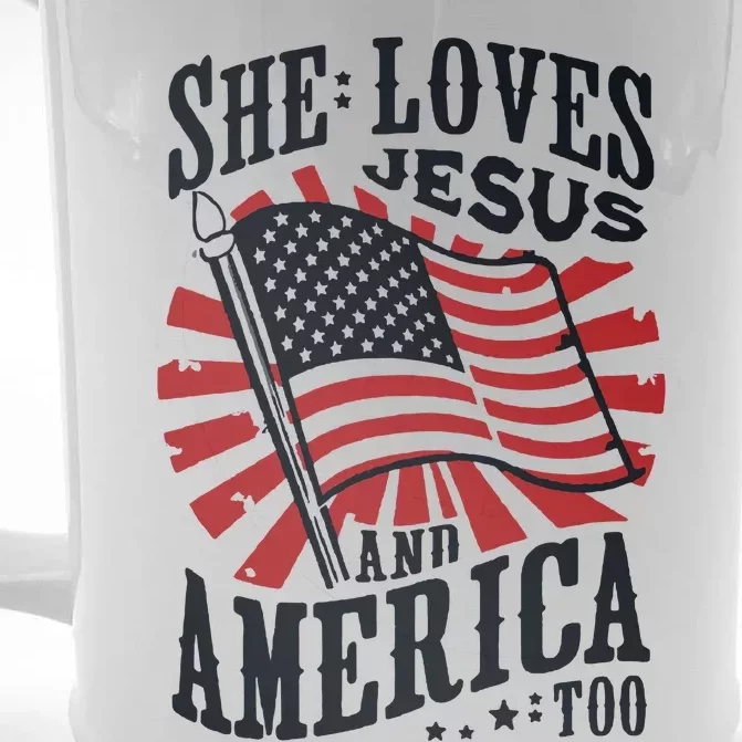 She Loves Jesus And America Too Front & Back Beer Stein