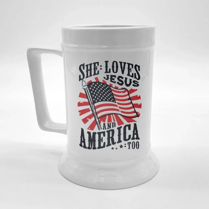 She Loves Jesus And America Too Front & Back Beer Stein