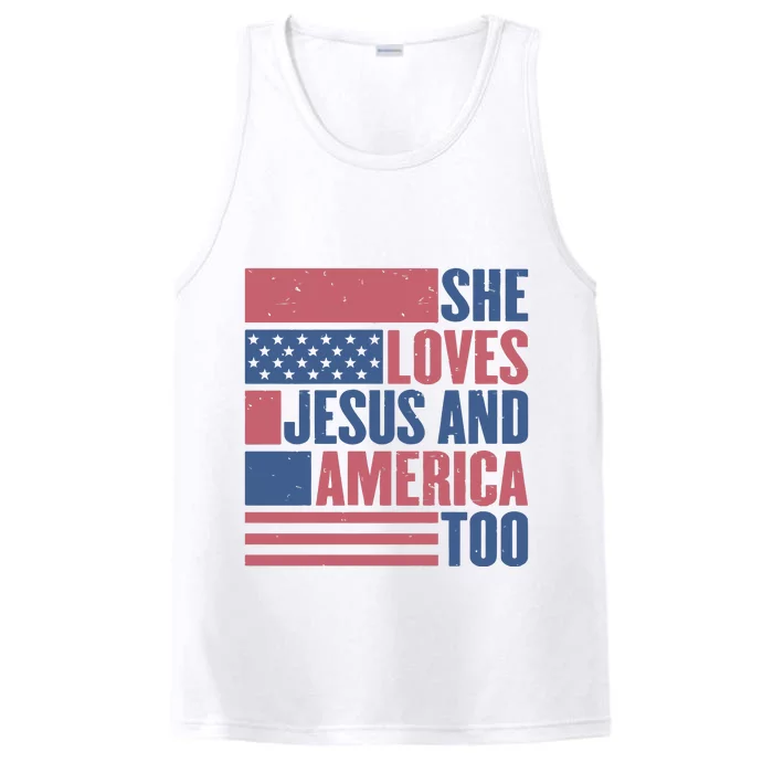 She Loves Jesus And America Too Happy 4th Of July Performance Tank