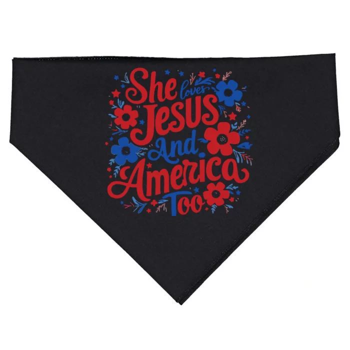 She Loves Jesus And America Too USA-Made Doggie Bandana