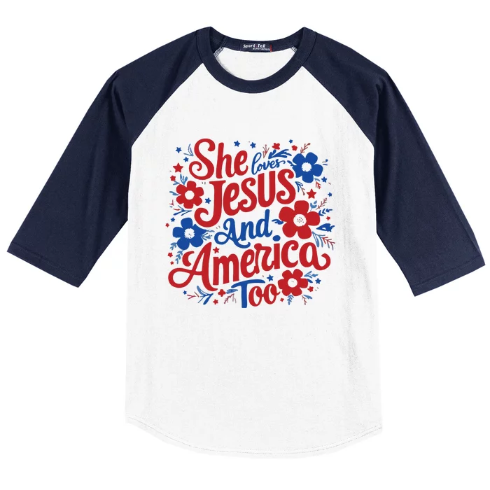 She Loves Jesus And America Too Baseball Sleeve Shirt