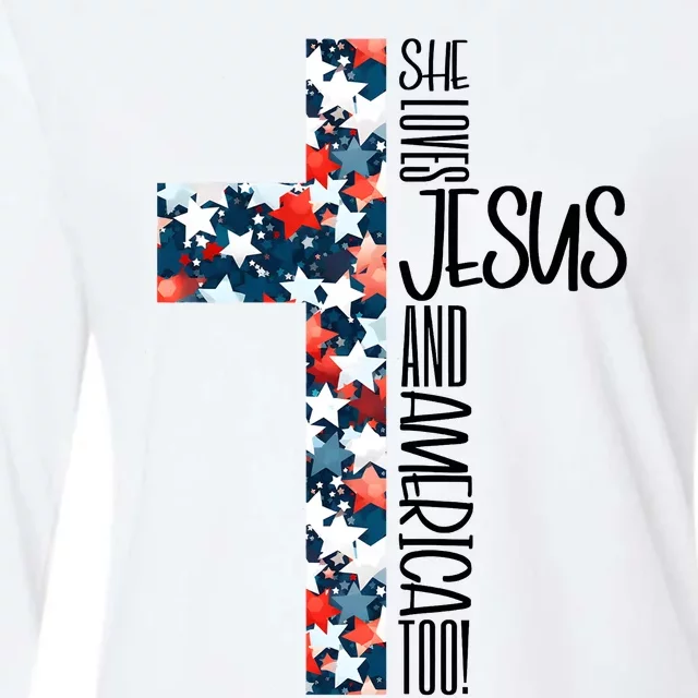 She Loves Jesus And America Too 4th Of July Womens Cotton Relaxed Long Sleeve T-Shirt