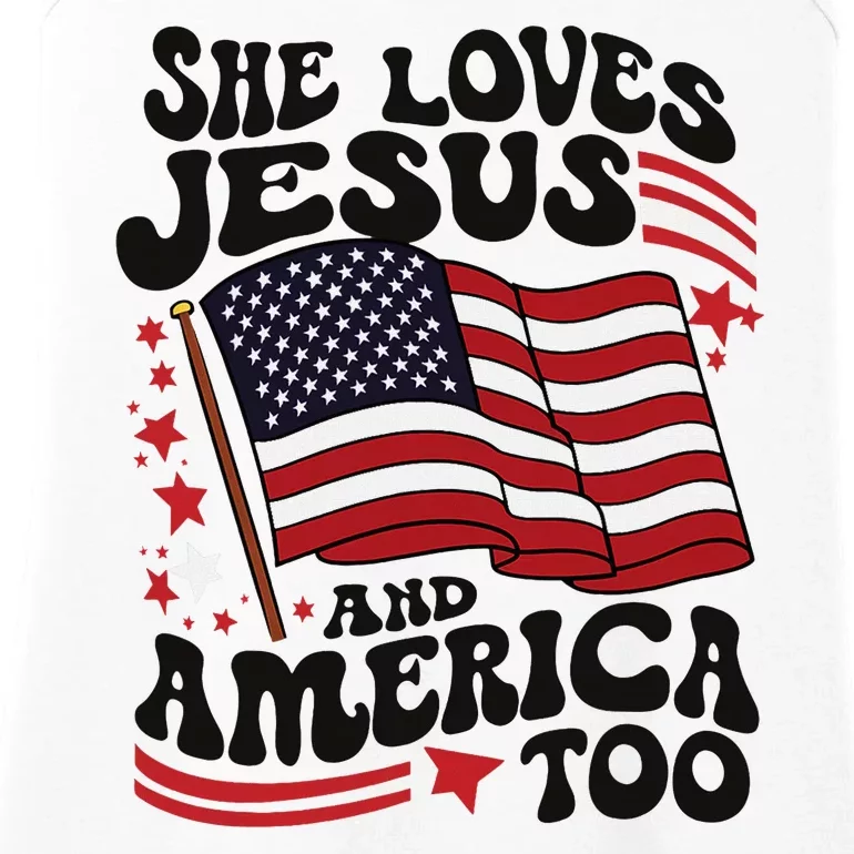 She Loves Jesus And America Christian Ladies Essential Tank