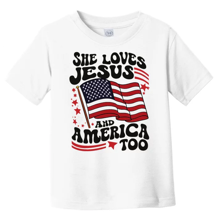 She Loves Jesus And America Christian Toddler T-Shirt