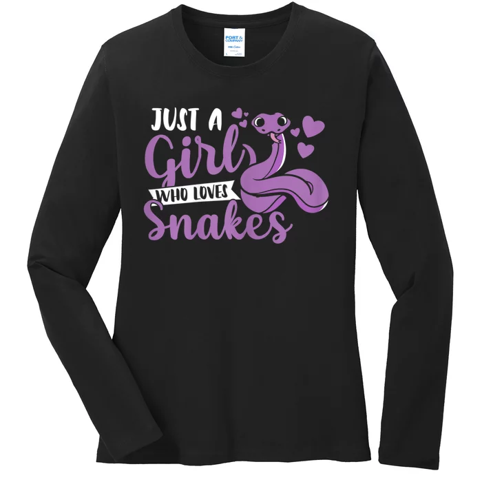 Snake Lover Just A Girl Who Loves Snakes Pet Reptile Ladies Long Sleeve Shirt