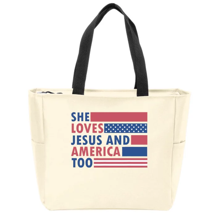 She Loves Jesus And America Too Retro Zip Tote Bag