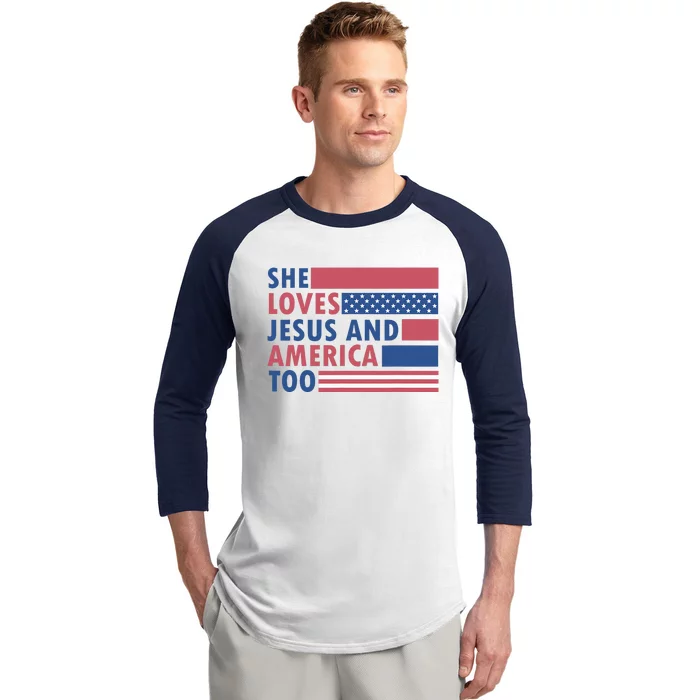 She Loves Jesus And America Too Retro Baseball Sleeve Shirt