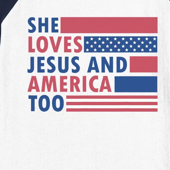 She Loves Jesus And America Too Retro Baseball Sleeve Shirt