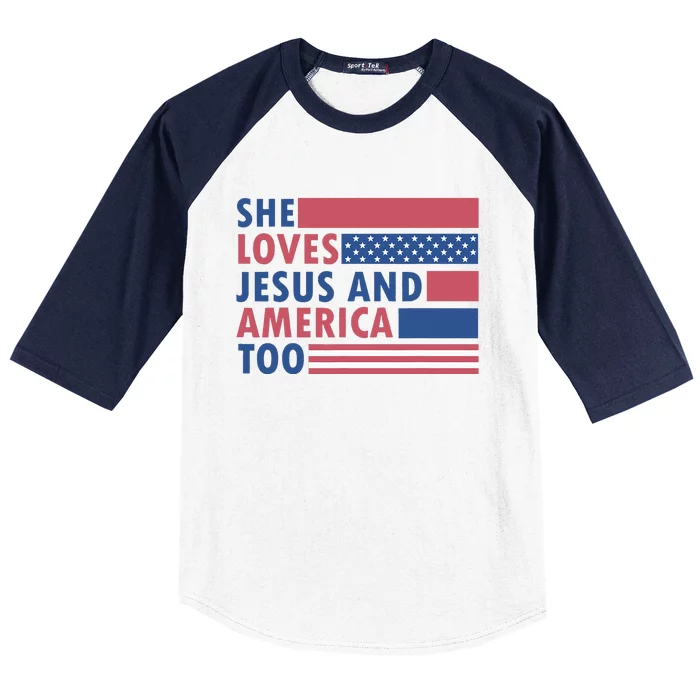 She Loves Jesus And America Too Retro Baseball Sleeve Shirt