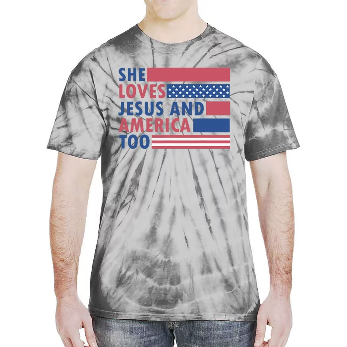 She Loves Jesus And America Too Retro Tie-Dye T-Shirt