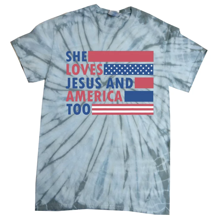 She Loves Jesus And America Too Retro Tie-Dye T-Shirt