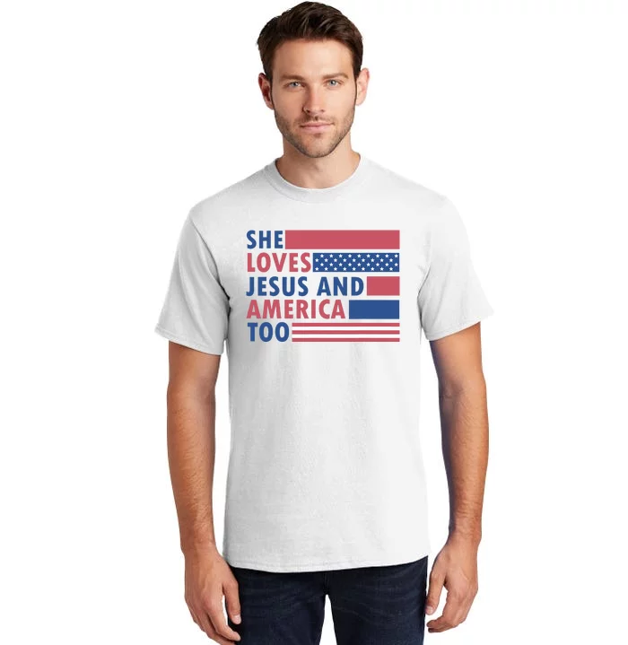 She Loves Jesus And America Too Retro Tall T-Shirt