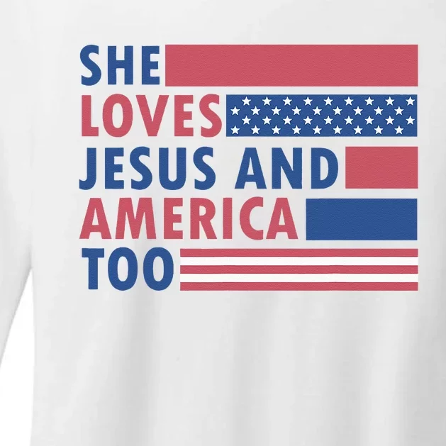 She Loves Jesus And America Too Retro Womens CVC Long Sleeve Shirt