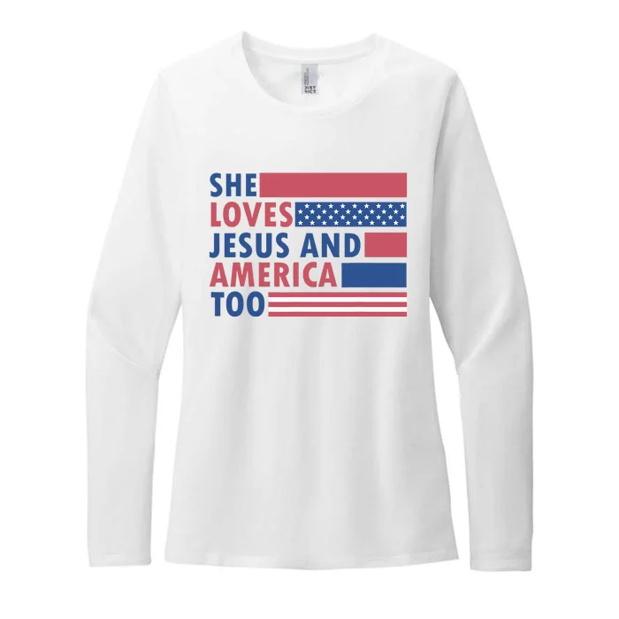 She Loves Jesus And America Too Retro Womens CVC Long Sleeve Shirt