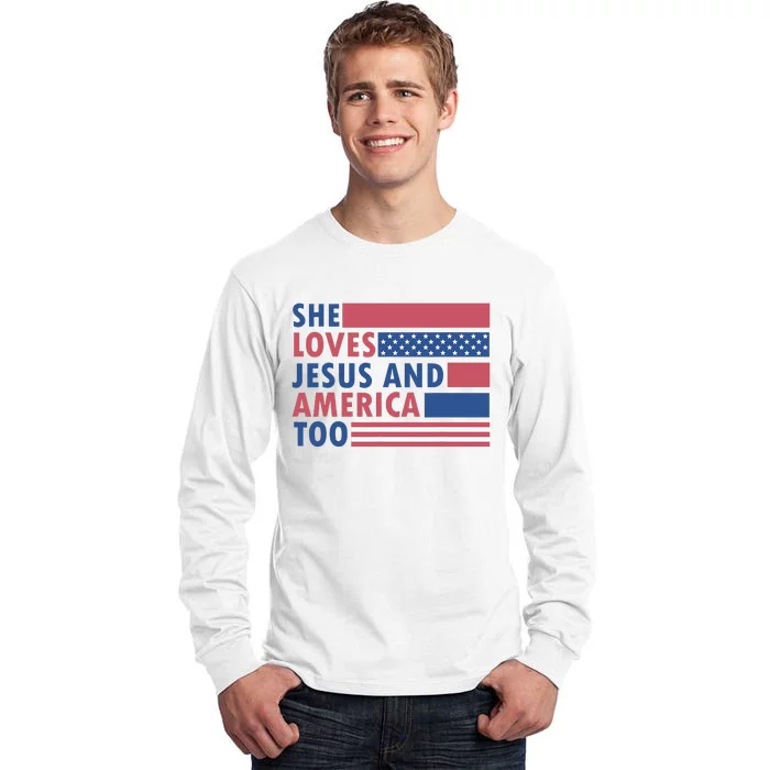 She Loves Jesus And America Too Retro Tall Long Sleeve T-Shirt