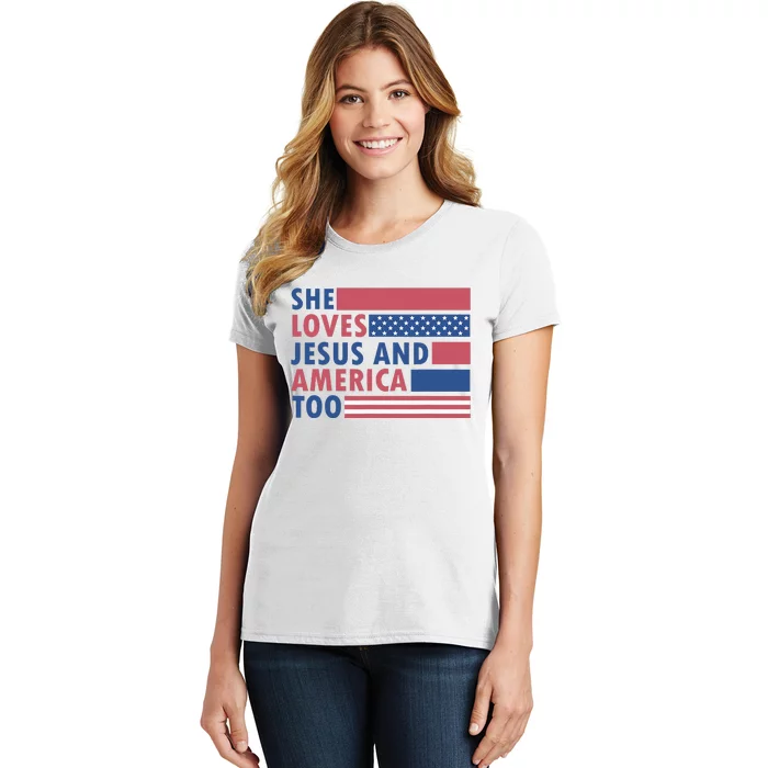 She Loves Jesus And America Too Retro Women's T-Shirt