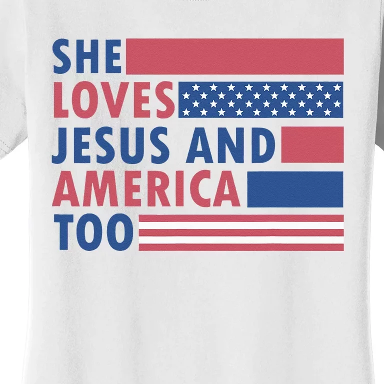 She Loves Jesus And America Too Retro Women's T-Shirt