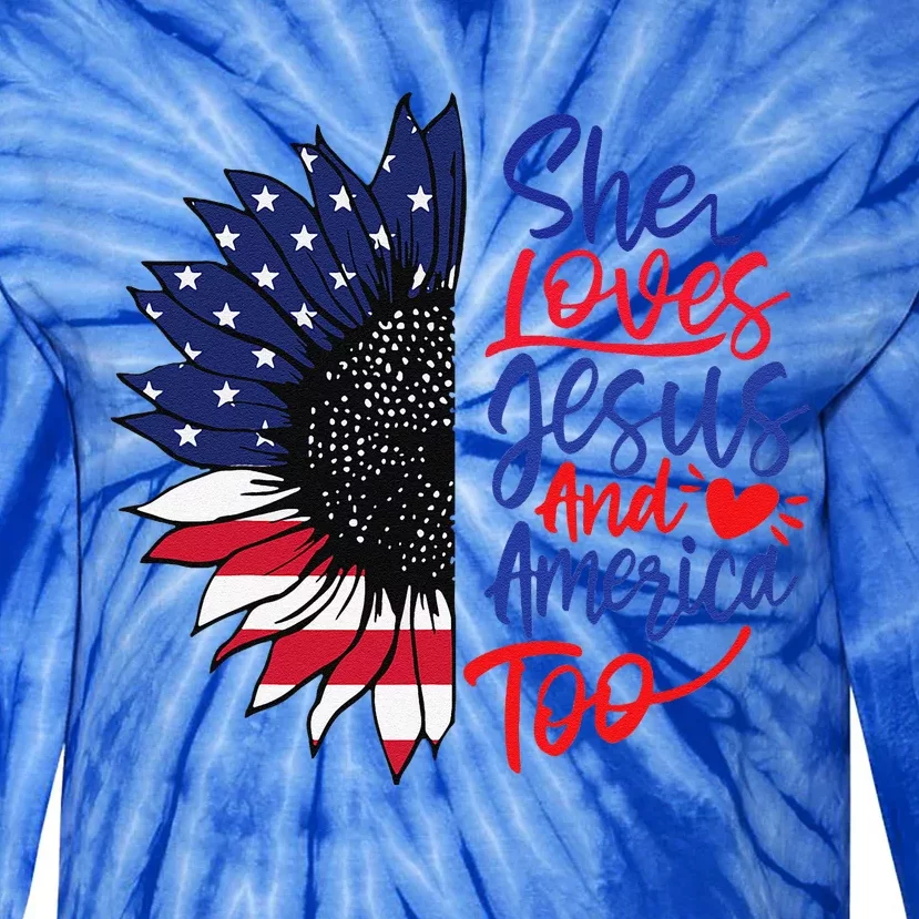 She Loves Jesus And America Too Tie-Dye Long Sleeve Shirt