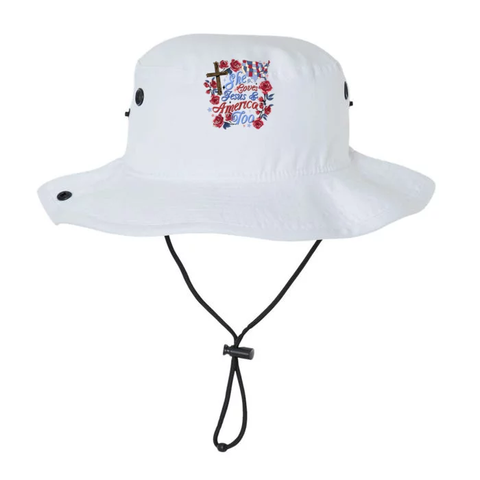 She Loves Jesus And America Too Floral Cross Legacy Cool Fit Booney Bucket Hat