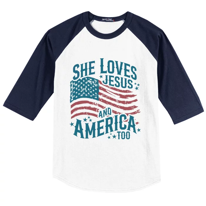 She Loves Jesus And America Too Baseball Sleeve Shirt