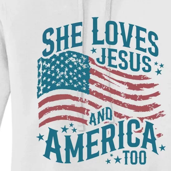 She Loves Jesus And America Too Women's Pullover Hoodie