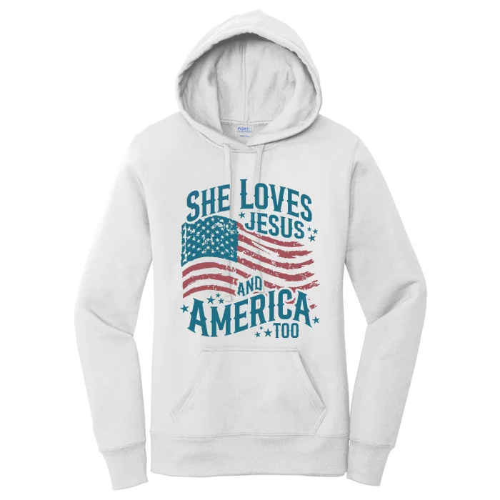 She Loves Jesus And America Too Women's Pullover Hoodie