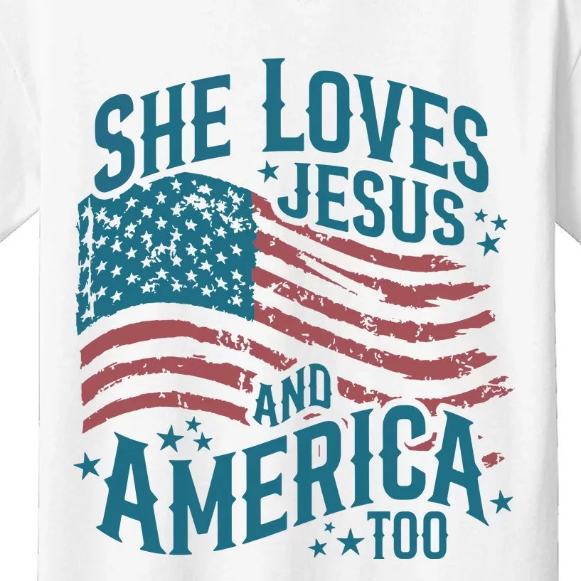 She Loves Jesus And America Too Kids T-Shirt