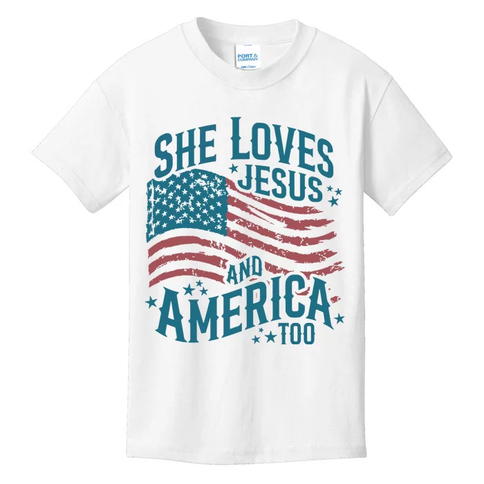 She Loves Jesus And America Too Kids T-Shirt