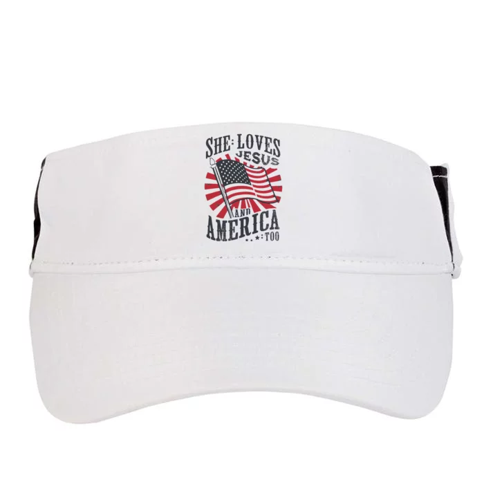 She Loves Jesus And America Too Flag Christian Adult Drive Performance Visor