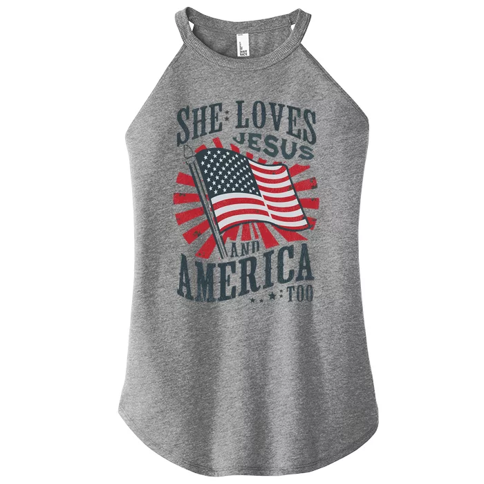 She Loves Jesus And America Too Christian 4th Of July Women’s Perfect Tri Rocker Tank