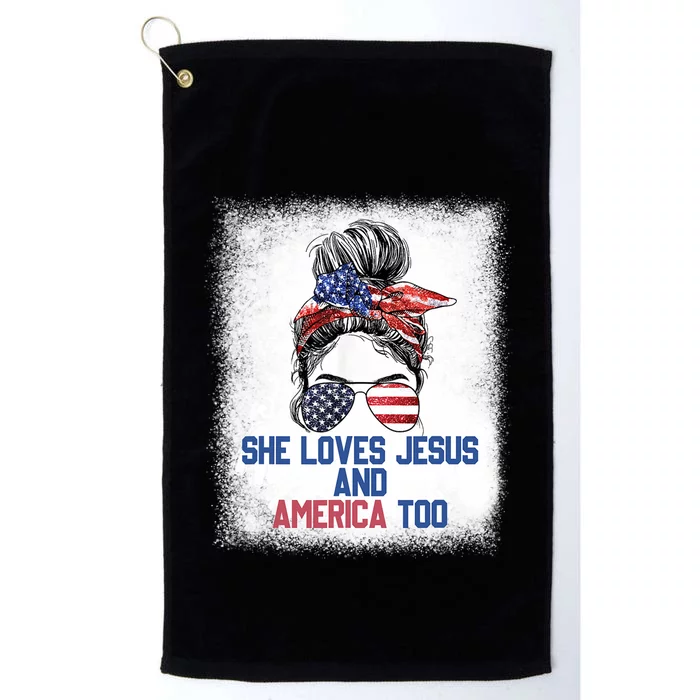 She Loves Jesus And America Too 4th Of July Christian Lover Platinum Collection Golf Towel