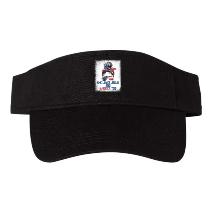 She Loves Jesus And America Too 4th Of July Christian Lover Valucap Bio-Washed Visor