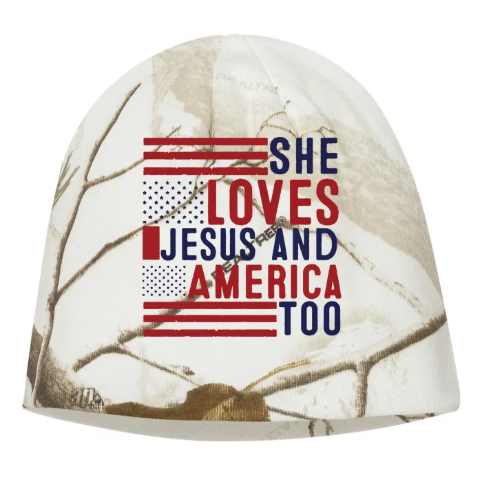 She Loves Jesus And America Too Kati - Camo Knit Beanie