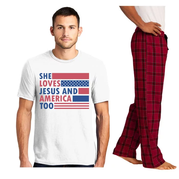 She Loves Jesus And America Too Retro Pajama Set