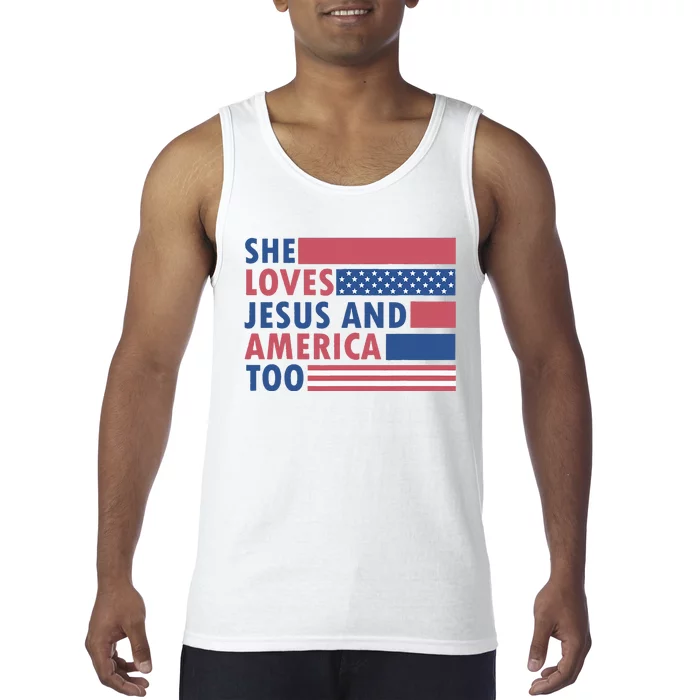 She Loves Jesus And America Too Retro Tank Top