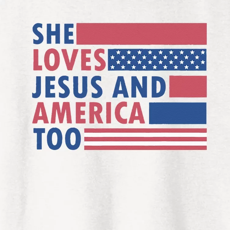 She Loves Jesus And America Too Retro Women's Crop Top Tee