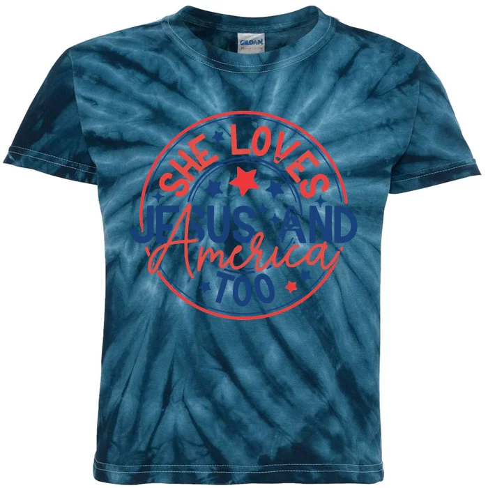 She Loves Jesus And America Too Kids Tie-Dye T-Shirt