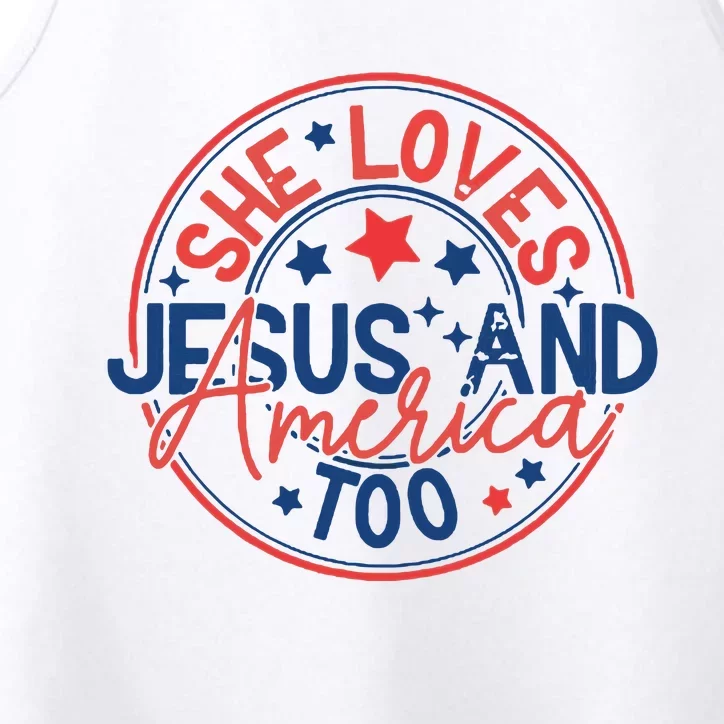 She Loves Jesus And America Too Performance Tank