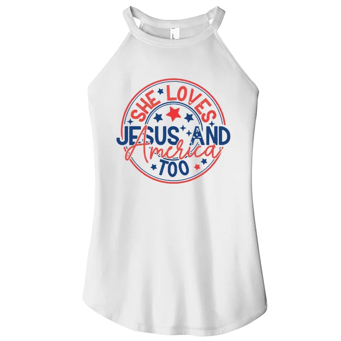 She Loves Jesus And America Too Women’s Perfect Tri Rocker Tank