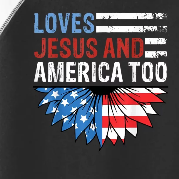 Sunflower Loves Jesus And America Too Christian 4th Of July Toddler Fine Jersey T-Shirt