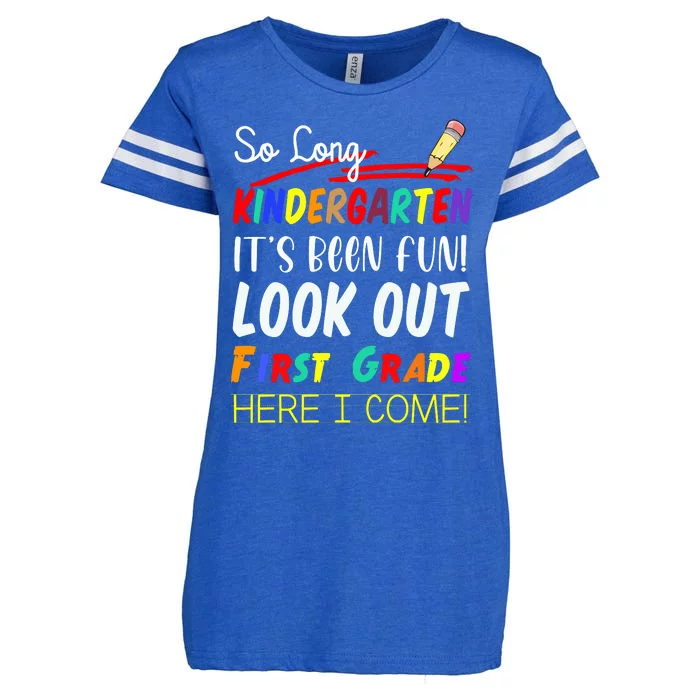 So Long Kindergarten Here I Come 1 Grade Graduation Fun Enza Ladies Jersey Football T-Shirt