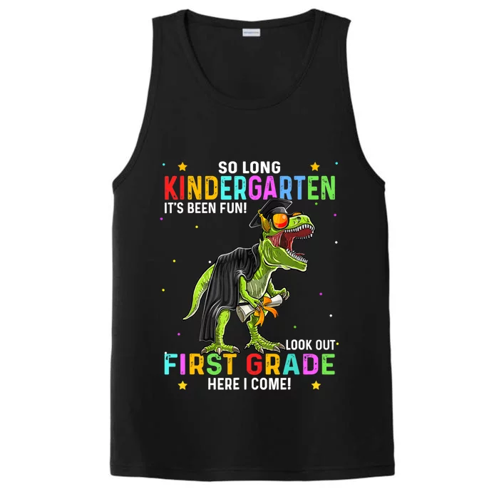 So Long Kindergarten Hello 1st Grade Dinosaur Boy Graduation Performance Tank