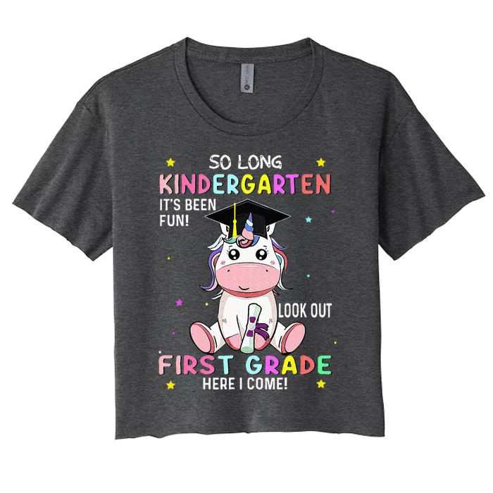 So Long Kindergarten Graduation Class 2024 Unicorn Women's Crop Top Tee