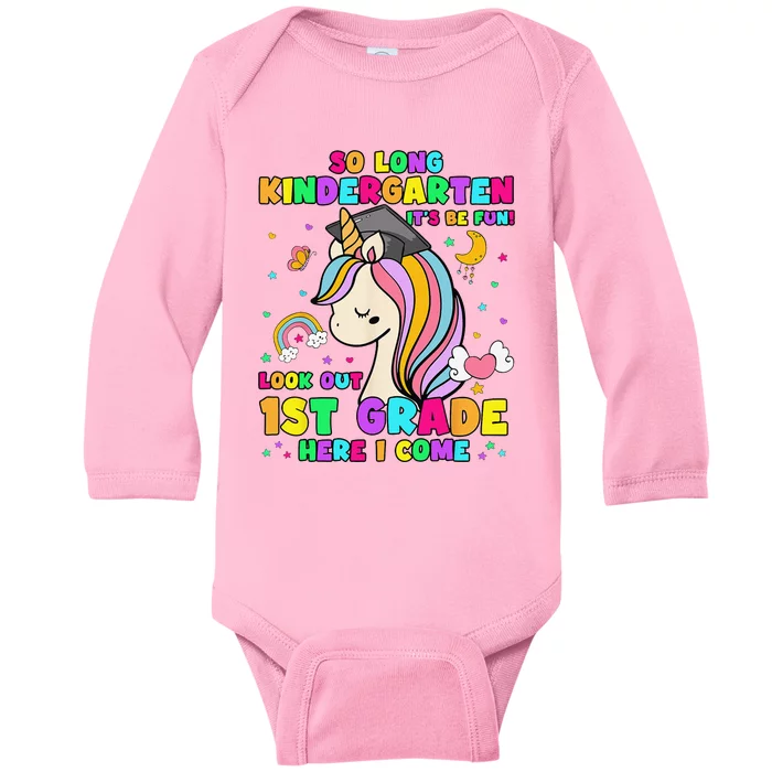 So Long Kindergarten 1st Grade Here I Come Graduation Baby Long Sleeve Bodysuit