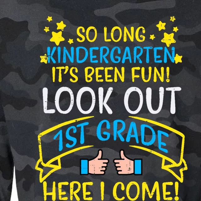 So Long Kindergarten Look Out 1st Grade Last Day Boy Girl Cropped Pullover Crew