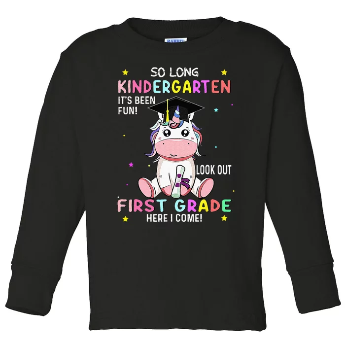 So Long Kindergarten Graduation Class 2024 Unicorn Toddler Long Sleeve Shirt