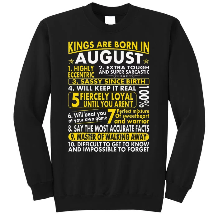 Sassy Loyal Kings Are Born In August Birth Month Sweatshirt