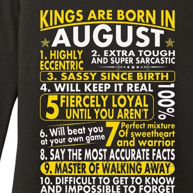 Sassy Loyal Kings Are Born In August Birth Month Womens CVC Long Sleeve Shirt